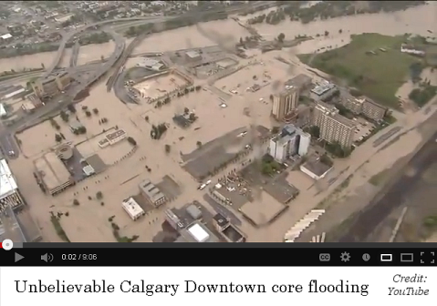 Downtown Calgary floods in June 2013